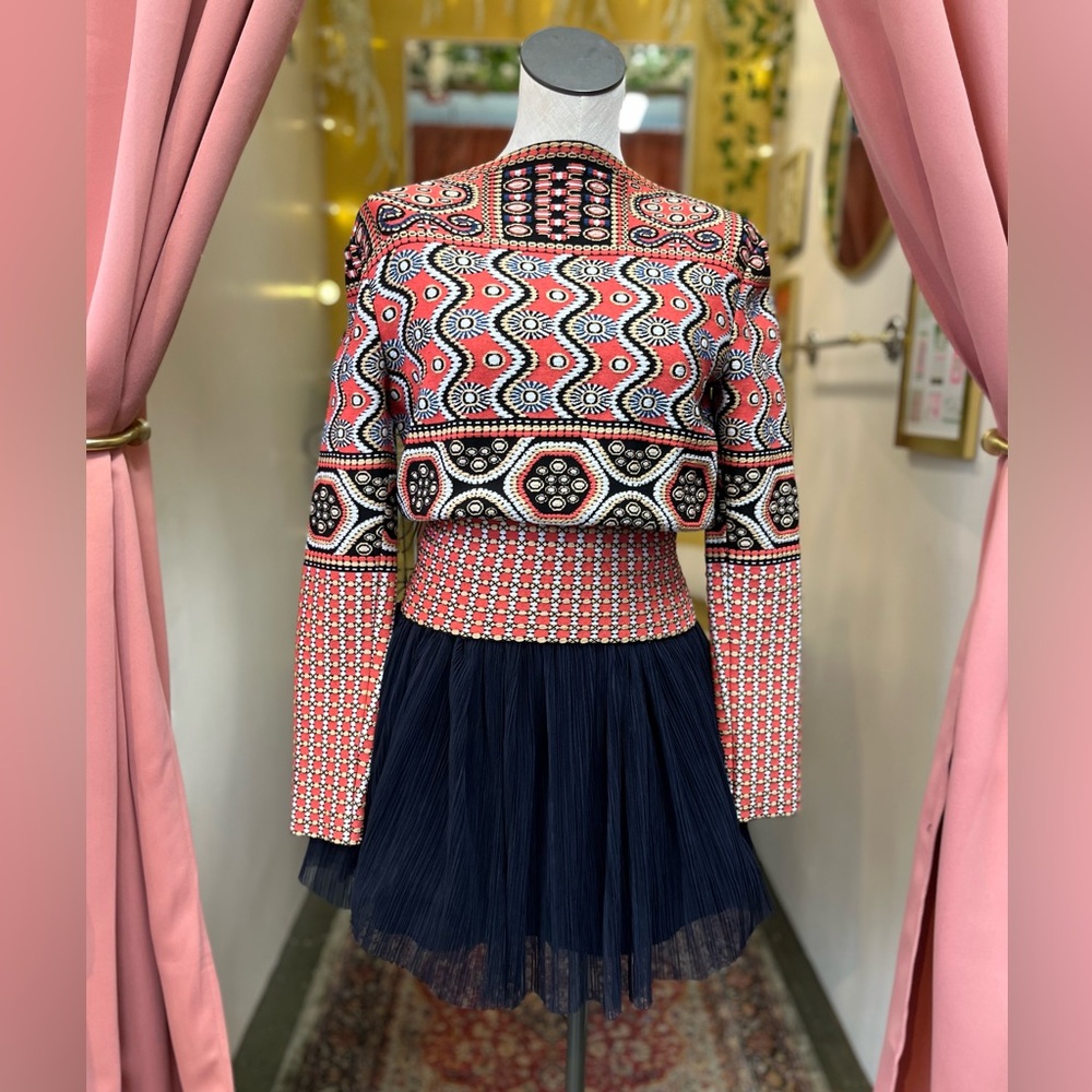 Alaïa Paris Geometric Patterned Boat Neck Sweater / Size: 38